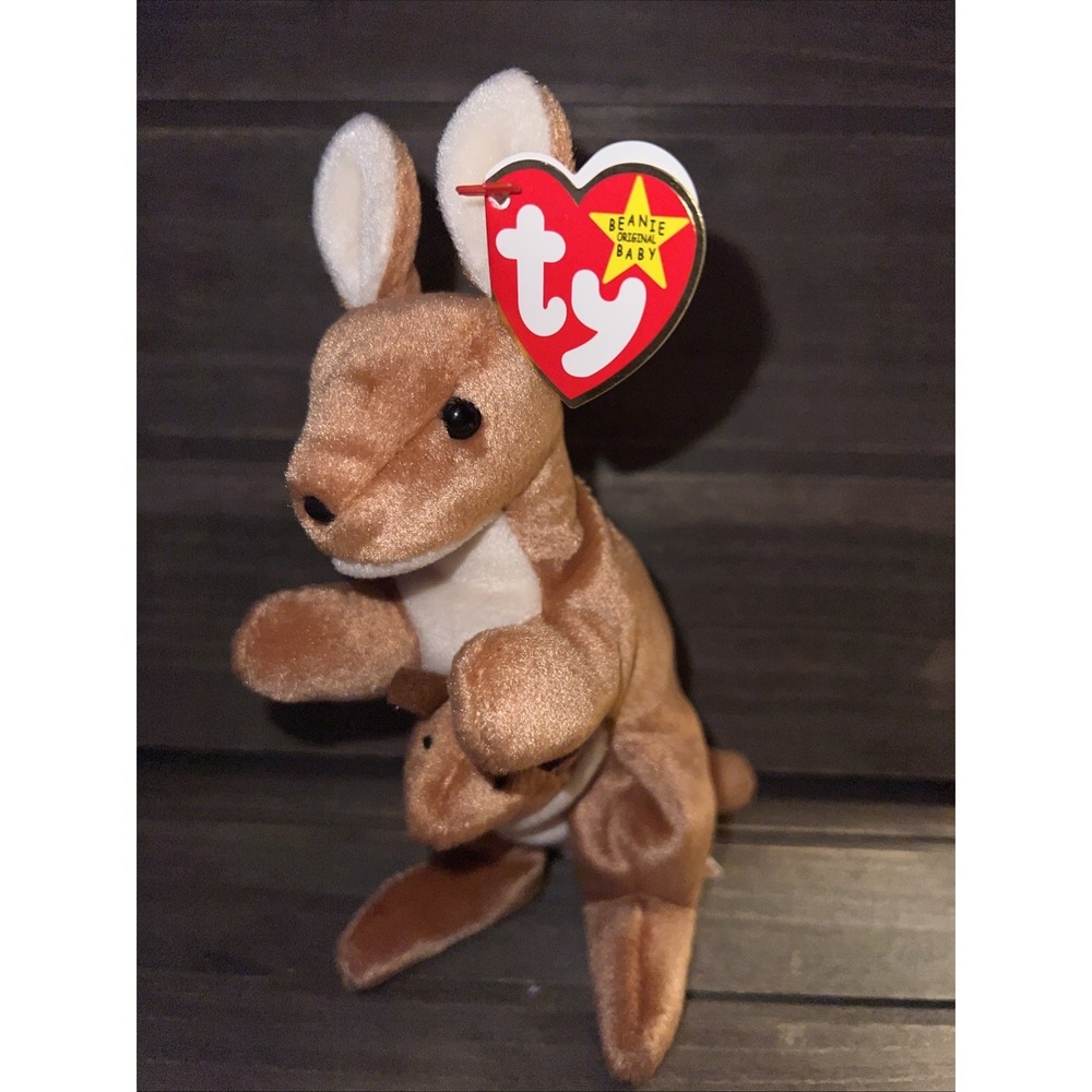 Ty Beanie Babies Pouch Kangaroo Small‎ Tan Excellent 1996 Retired with Tags